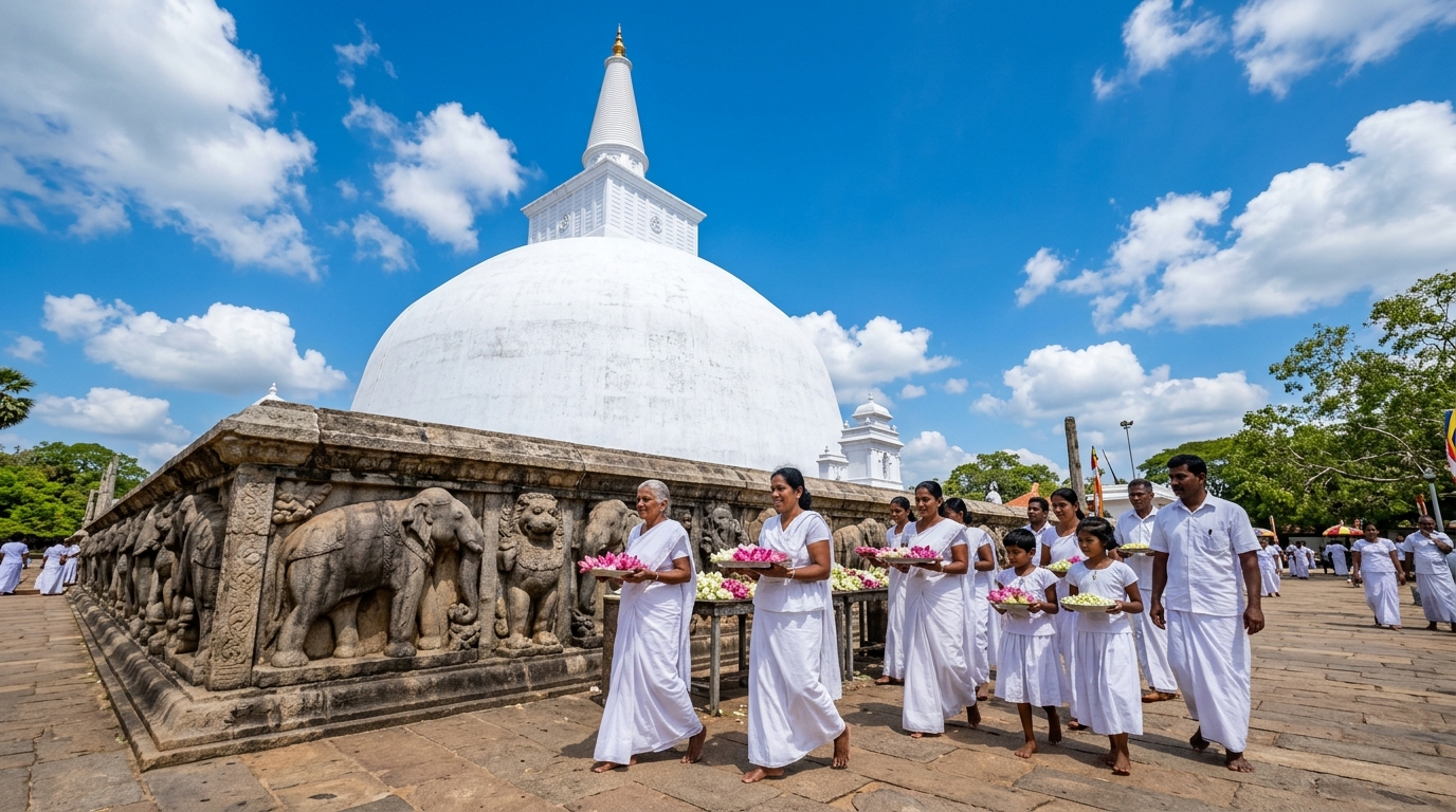 Anuradhapura Ruwanwelisaya stupa and Sacred Bo Tree Sri Lanka