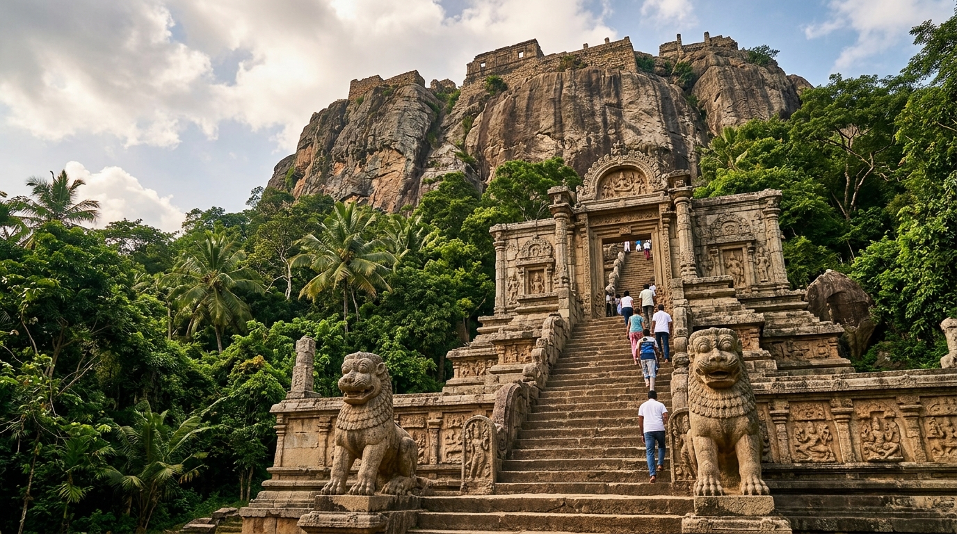 Yapahuwa 13th-century rock fortress ornamental stone stairway